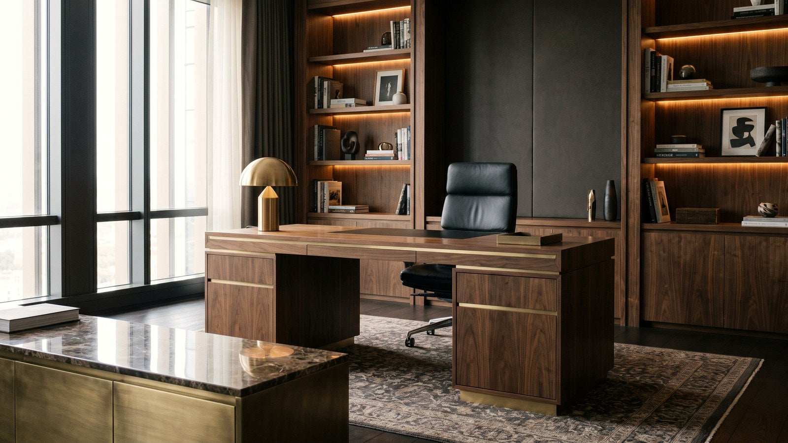 Custom office furniture: workstations, meeting rooms, reception and executive zones