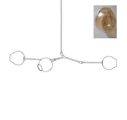 Chandelier BIFURCATION by Rodesigne — glass designer chandelier, custom lighting by RODESIGNE