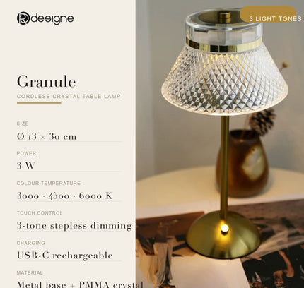 LUMA table lamp - Granule shade - specs