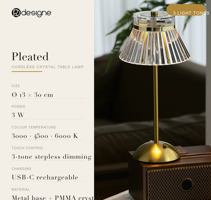 LUMA table lamp - Pleated shade - specs