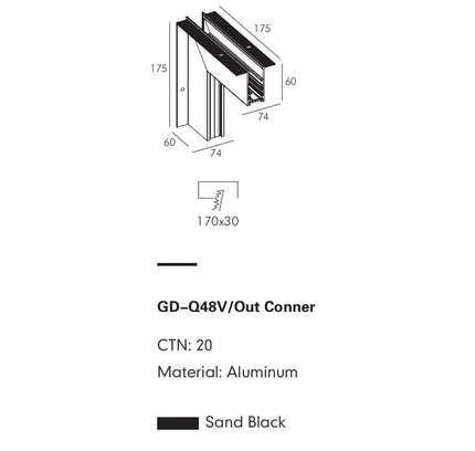Connector Module PRATO-Q — track lighting accessory, technical lighting by RODESIGNE