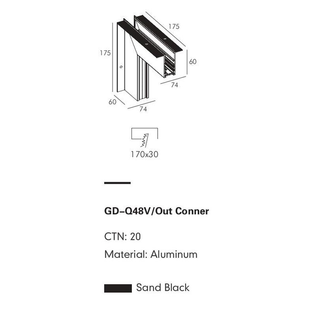 Connector Module PRATO-Q — track lighting accessory, technical lighting by RODESIGNE