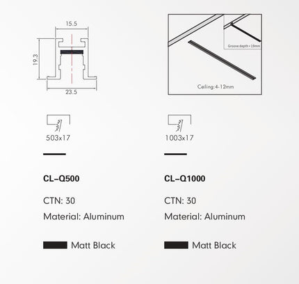 Track Rail FABIO-Q — track lighting accessory, technical lighting by RODESIGNE