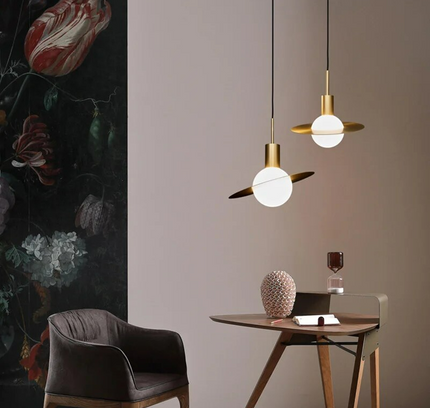 Pendant lamp SATURNE by Rodesigne — brass modern pendant light, custom designer lighting by RODESIGNE