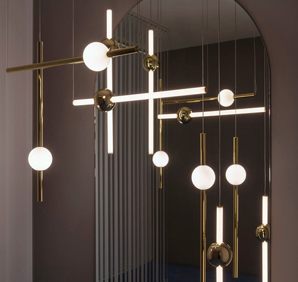 Pendant lamp ORION GLOBE by Rodesigne — brass modern pendant light, custom designer lighting by RODESIGNE