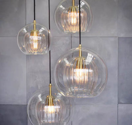 Pendant Light PLEATED CRYSTAL — glass modern pendant light, custom designer lighting by RODESIGNE