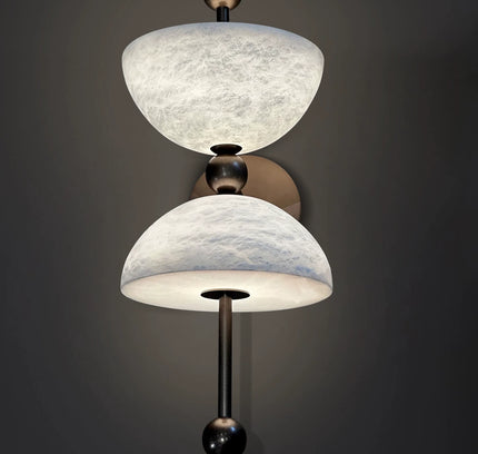 Wall Lamp ALBA by Rodesigne — alabaster wall sconce, antique bronze, dark background
