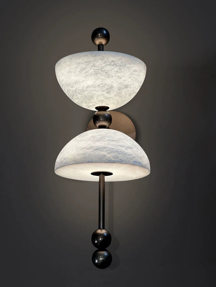 Wall Lamp ALBA by Rodesigne — alabaster wall sconce, antique bronze, dark background