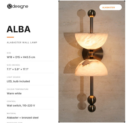 Wall lamp (Sconce) ALBA by Rodesigne — specifications