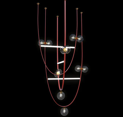 Chandelier BELT LEATHER by Rodesigne — brass designer chandelier, custom lighting by RODESIGNE