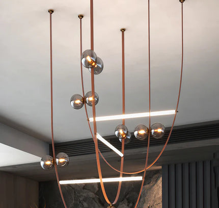 Chandelier BELT LEATHER by Rodesigne — brass designer chandelier, custom lighting by RODESIGNE
