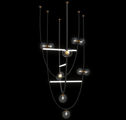 Chandelier BELT LEATHER by Rodesigne — brass designer chandelier, custom lighting by RODESIGNE