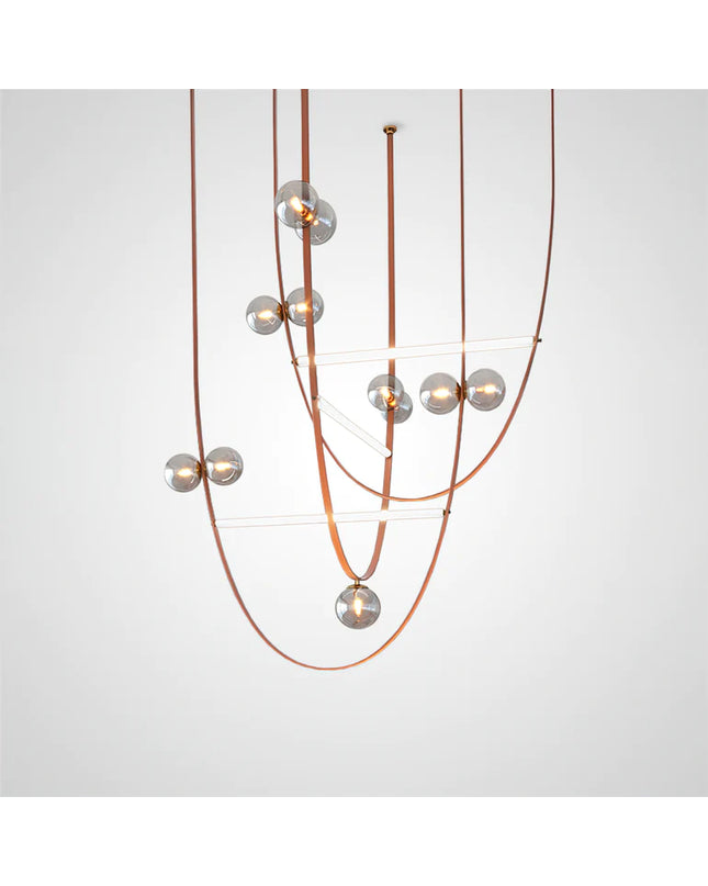 Chandelier BELT LEATHER by Rodesigne — brass designer chandelier, custom lighting by RODESIGNE