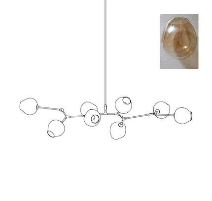 Chandelier BIFURCATION by Rodesigne — glass designer chandelier, custom lighting by RODESIGNE