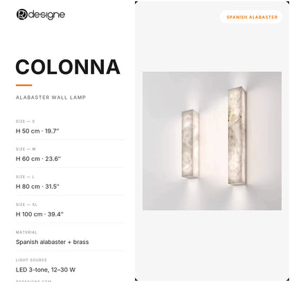 Wall lamp (Sconce) COLONNA by Rodesigne — specifications