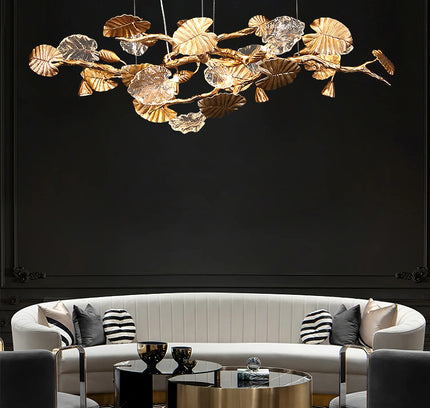 Chandelier LEAVES by Rodesigne — glass designer chandelier, custom lighting by RODESIGNE