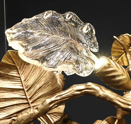 Chandelier LEAVES by Rodesigne — glass designer chandelier, custom lighting by RODESIGNE