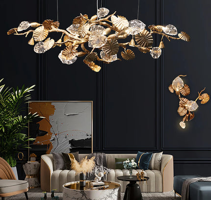 Chandelier LEAVES by Rodesigne — glass designer chandelier, custom lighting by RODESIGNE