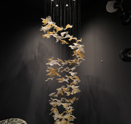 Chandelier BANCO by Rodesigne — gold glass staircase chandelier