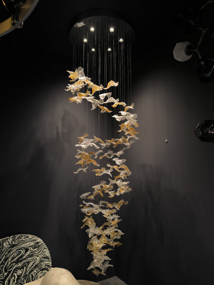 Chandelier BANCO by Rodesigne — gold glass staircase chandelier