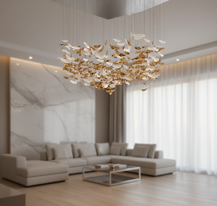 Chandelier FIORE by Rodesigne — petal glass chandelier