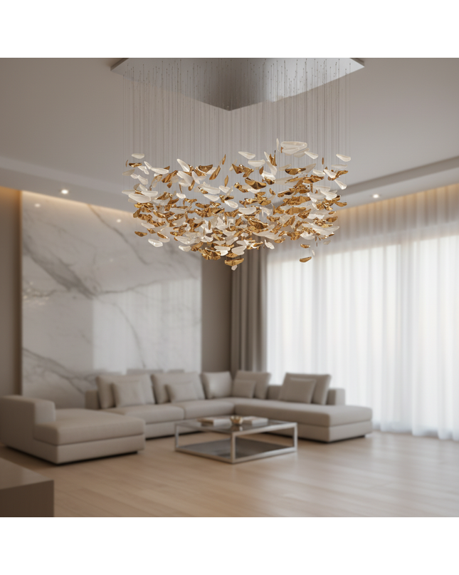 Chandelier FIORE by Rodesigne — petal glass chandelier