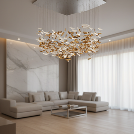 Chandelier FIORE by Rodesigne — petal glass chandelier
