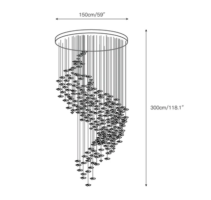 Chandelier CASCATA by Rodesigne — dimensions diagram