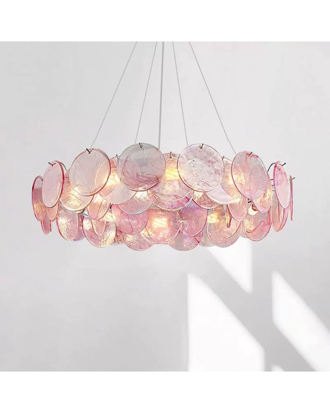 Chandelier DISCA by Rodesigne — iridescent art-glass disc chandelier