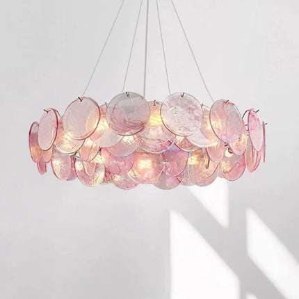 Chandelier DISCA by Rodesigne — iridescent art-glass disc chandelier