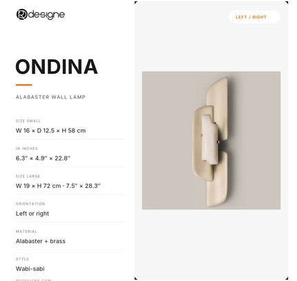 Wall lamp (Sconce) ONDINA by Rodesigne — specifications