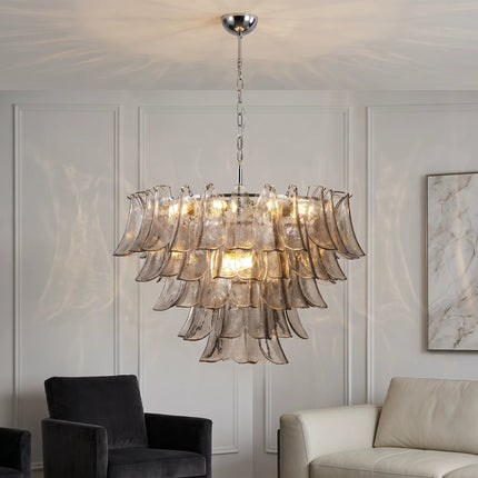 Chandelier PETALO by Rodesigne — smoked Murano glass chandelier in living room