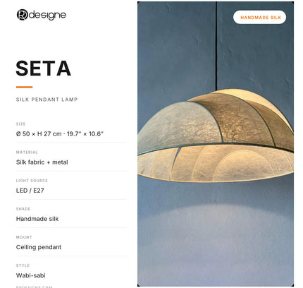 Pendant lamp SETA by Rodesigne — specifications