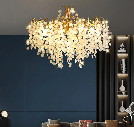 Chandelier SHIRO NODA ROUND by Rodesigne — glass designer chandelier, custom lighting by RODESIGNE