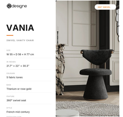 Vanity chair VANIA by Rodesigne — specifications