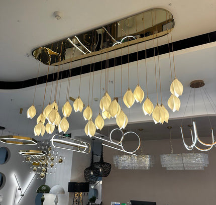 Pendant lamp MAGNOLIA FLOWER by Rodesigne — brass modern pendant light, custom designer lighting by RODESIGNE