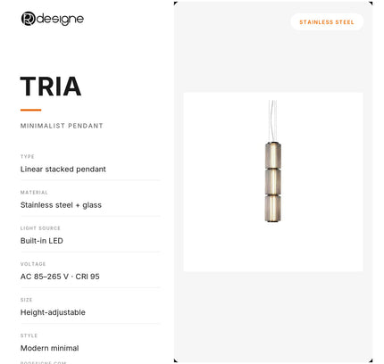 Pendant lamp TRIA by Rodesigne — specifications