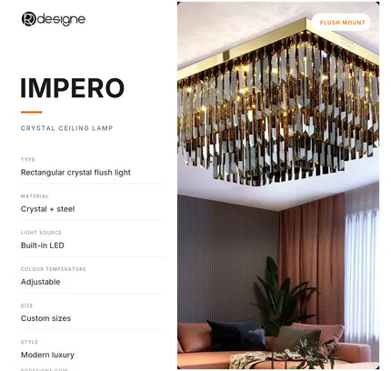 Ceiling lamp IMPERO by Rodesigne — specifications