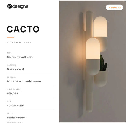 Wall lamp (Sconce) CACTO by Rodesigne — specifications