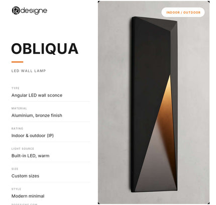 Wall lamp (Sconce) OBLIQUA by Rodesigne — specifications