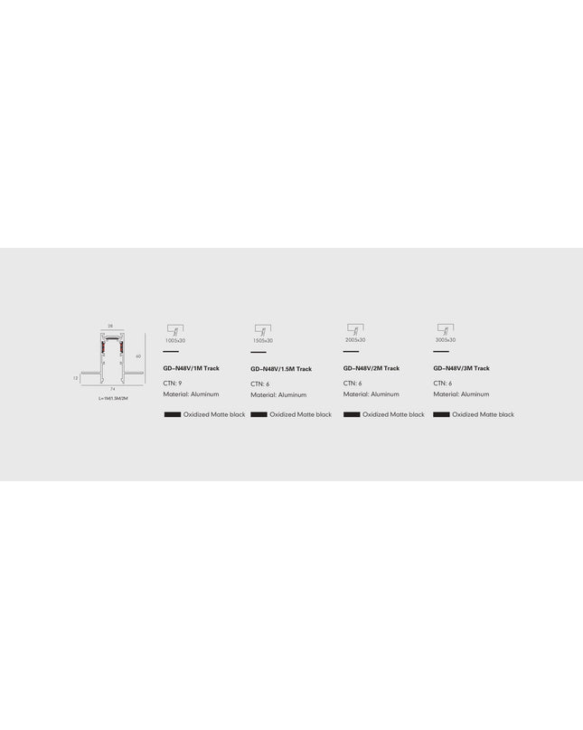 Track Rail PRATO-N — track lighting accessory, technical lighting by RODESIGNE