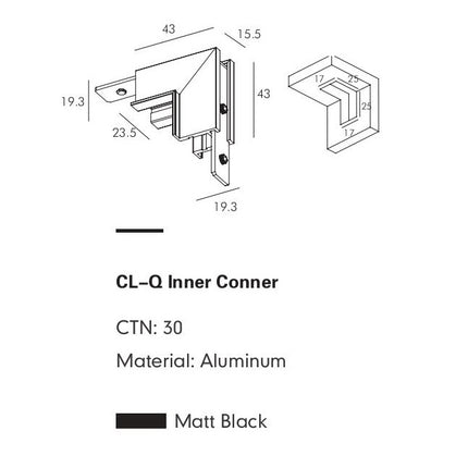 Connector Module FABIO-Q — track lighting accessory, technical lighting by RODESIGNE