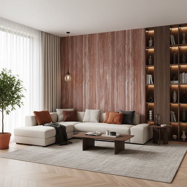 Wall Panel LINEAR TRAVERTINE — decorative acoustic wall panel, sound absorption by RODESIGNE