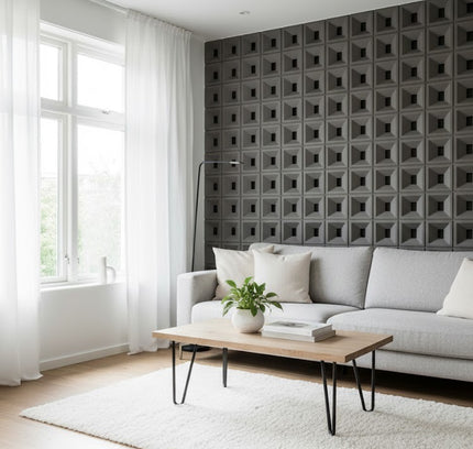 Panel NINE-HOUSE LATTICE — decorative acoustic wall panel, sound absorption by RODESIGNE