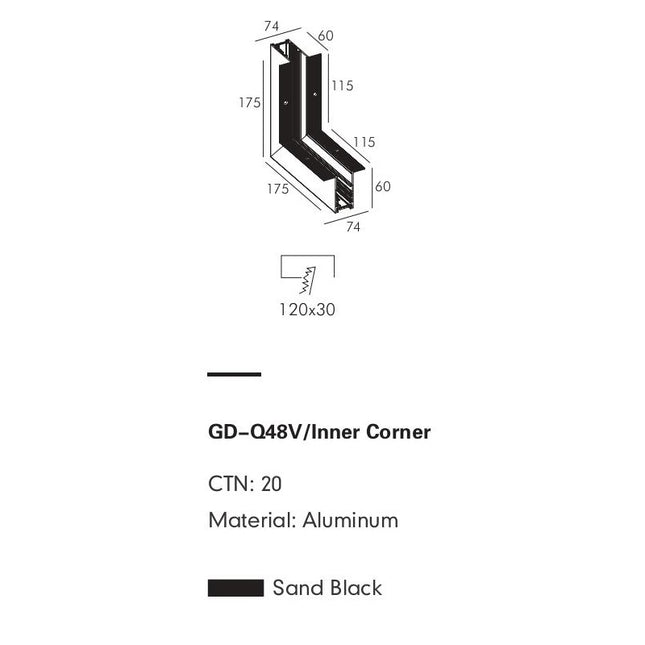 Connector Module PRATO-Q — track lighting accessory, technical lighting by RODESIGNE