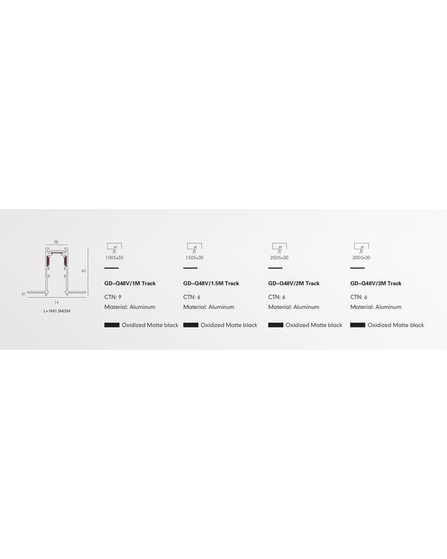 Track Rail PRATO-Q — track lighting accessory, technical lighting by RODESIGNE
