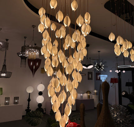 Pendant lamp MAGNOLIA FLOWER by Rodesigne — brass modern pendant light, custom designer lighting by RODESIGNE