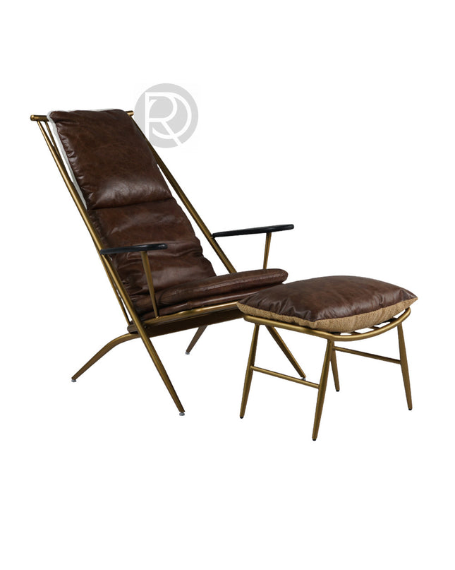 Armchair with ottoman ACUTEZZA by Rodesigne — brass designer armchair, custom furniture by RODESIGNE