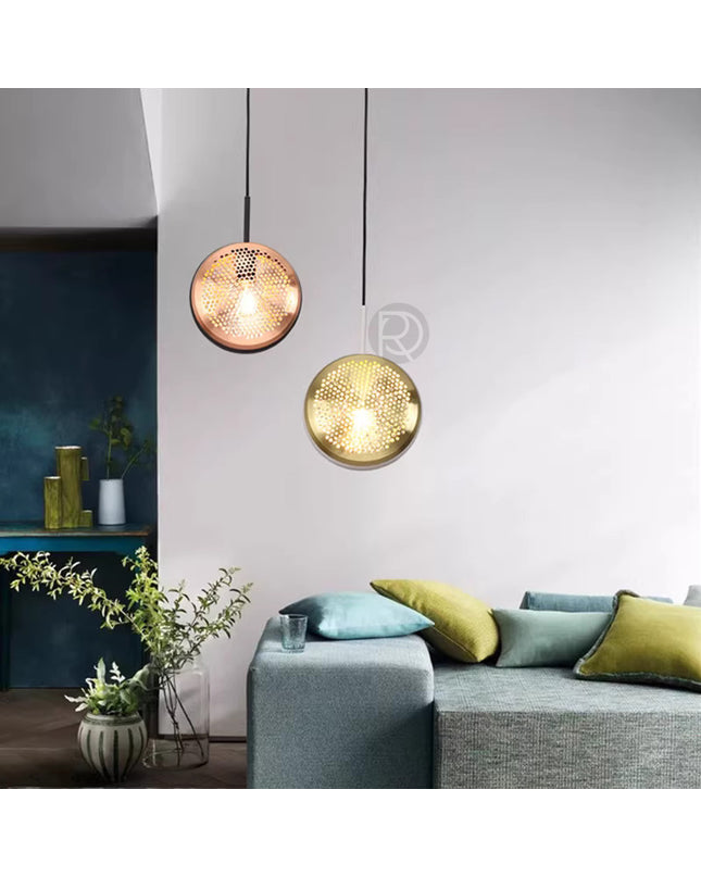 Hanging lamp SIEB by Rodesigne — brass modern pendant light, custom designer lighting by RODESIGNE
